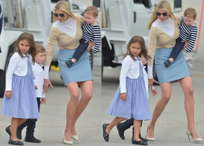 Ivanka Trump arriving with her children in Palm Beach, Florida