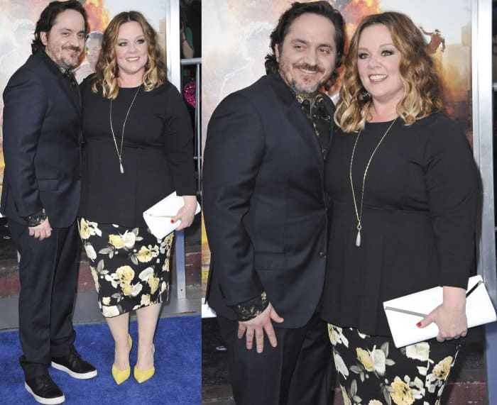 Melissa McCarthy with husband Ben Falcone at the premiere of “Chips”