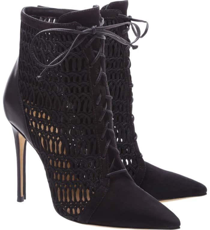 Black Schutz “Jolana” Lace-Up Woven Booties