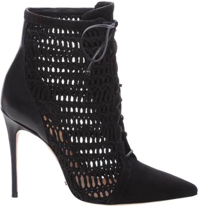 Black Schutz “Jolana” Lace-Up Woven Booties