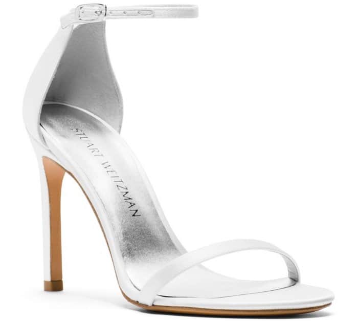 Stuart Weitzman “Nudistsong” Sandals in White Satin