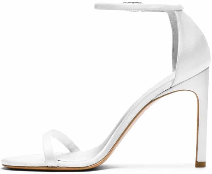 Stuart Weitzman “Nudistsong” Sandals in White Satin