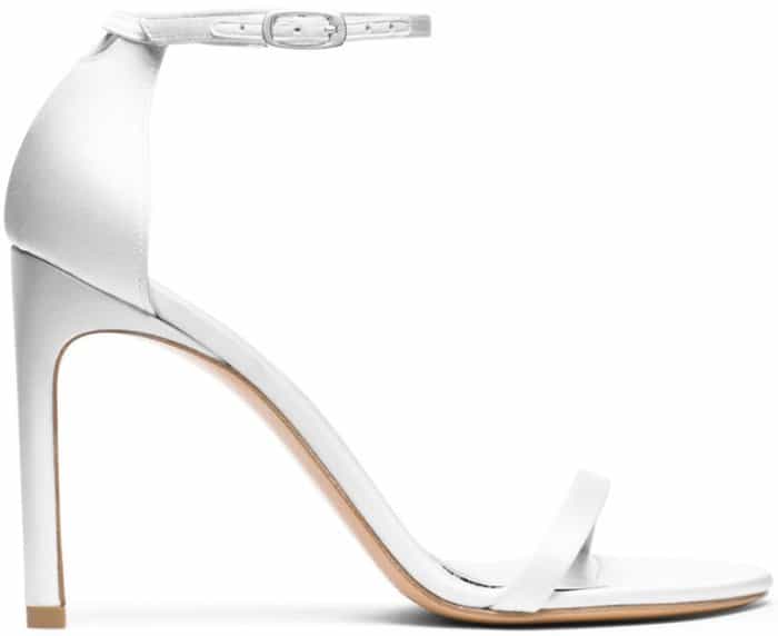 Stuart Weitzman “Nudistsong” Sandals in White Satin