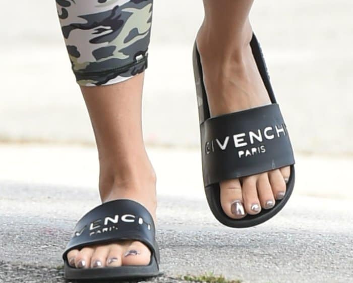 Vanessa Hudgens opted for comfort and fashion in a pair of Givenchy sandals