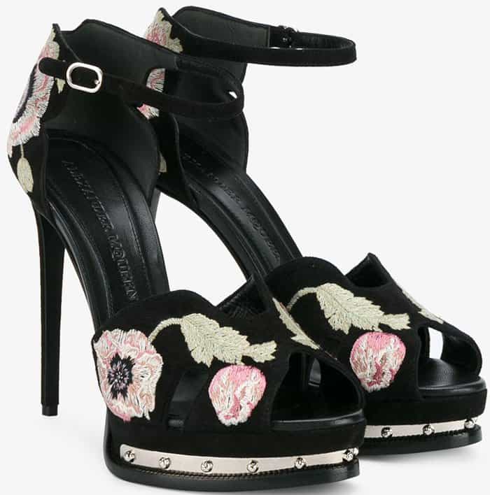 Alexander McQueen embroidered floral platform sandals