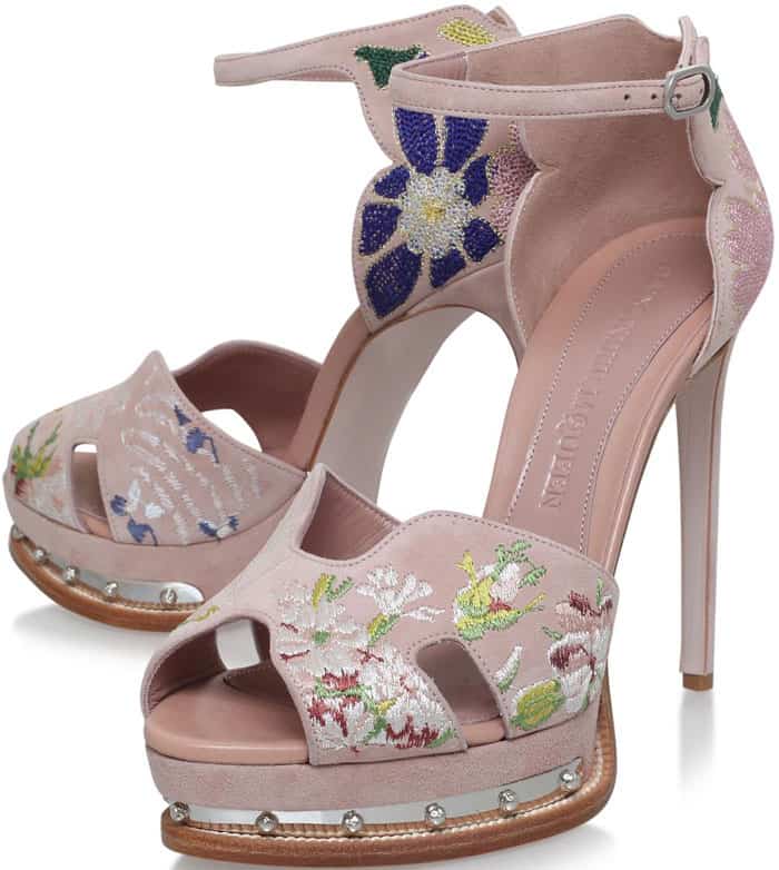 Alexander McQueen embroidered floral platform sandals