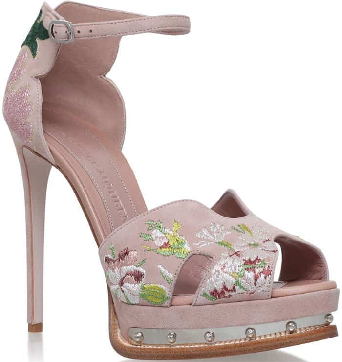 Alexander McQueen embroidered floral platform sandals