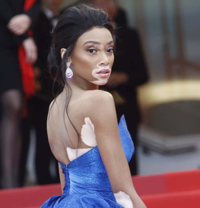 Supermodel Winnie Harlow's Zuhair Murad gown featured shimmering details and a stunning train and skirt that just wowed the crowd