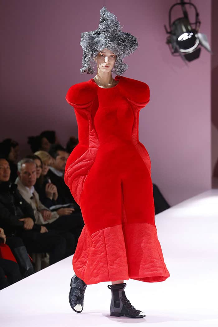 A model at Rei Kawakubo's Comme des Garçons fall 2017 ready-to-wear fashion presentation held during Paris Fashion Week in Paris, France, on March 4, 2017.