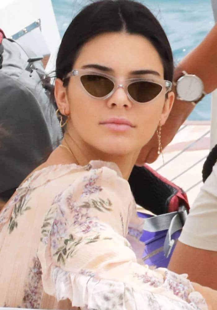 Kendall Jenner hops on a boat on her first day in Cannes, France for the 2017 Cannes Film Festival on May 22, 2017