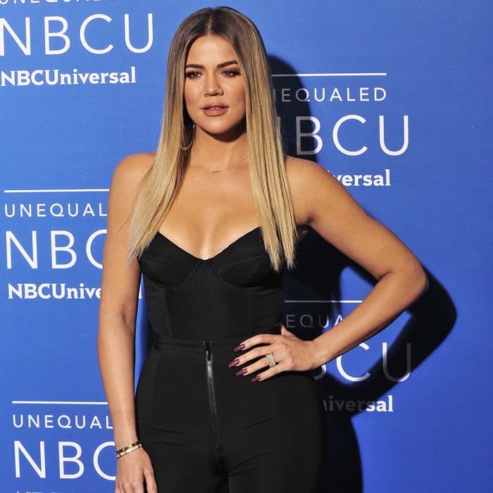 Khloé Kardashian in a strapless bustier top