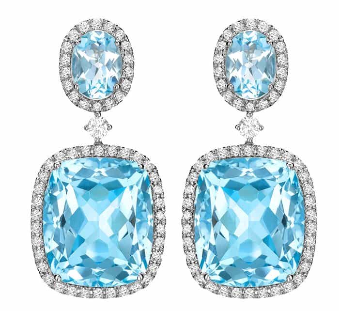 Kiki McDonough blue topaz and diamond drop earrings