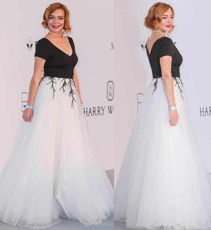 Lindsay Lohan at the 24th annual amfAR fundraiser during the Cannes Film Festival at the Hotel Eden Roc.