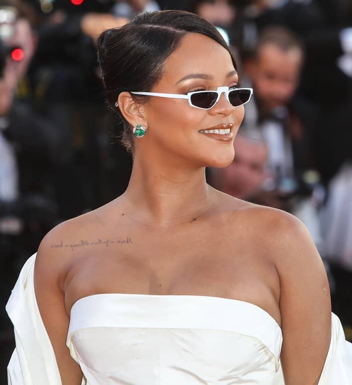 Rihanna wearing futuristic Andy Wolf glasses