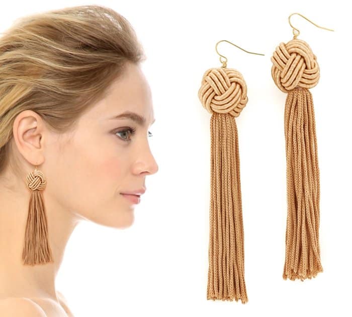 Vanessa Mooney The Astrid knotted tassel earrings in tan