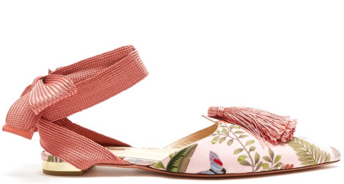 Aquazzura for de Gournay embroidered flats