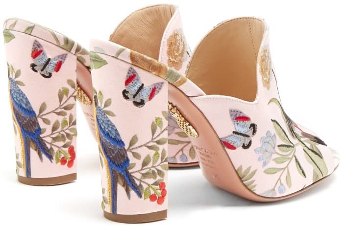 Aquazzura for de Gournay embroidered mules