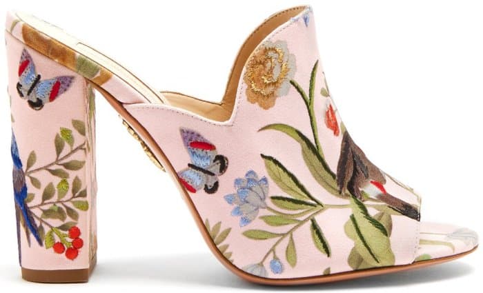 Aquazzura for de Gournay embroidered mules