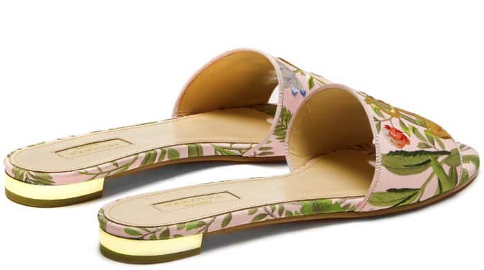 Aquazzura for de Gournay embroidered slides