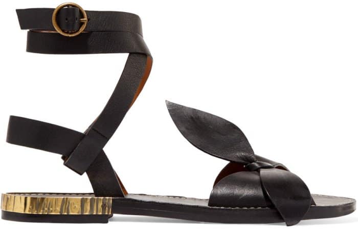 Chloe x Net-A-Porter bow-detailed embellished sandals in black leather