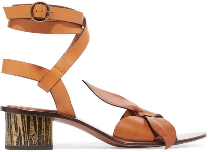 Chloe x Net-A-Porter bow-detailed embellished sandals in tan leather