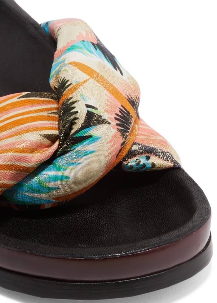 Chloe x Net-A-Porter floral-print satin and leather slides