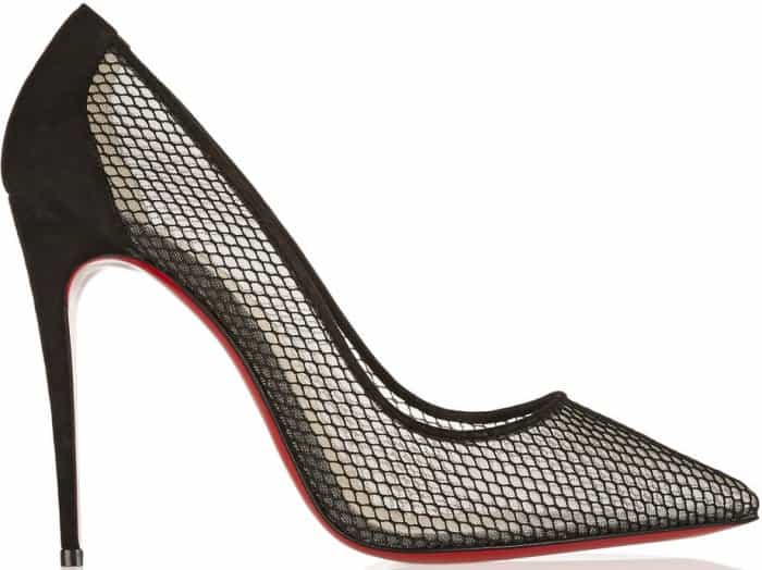 Christian Louboutin “Follies Resille” Suede-Trimmed Mesh Pumps