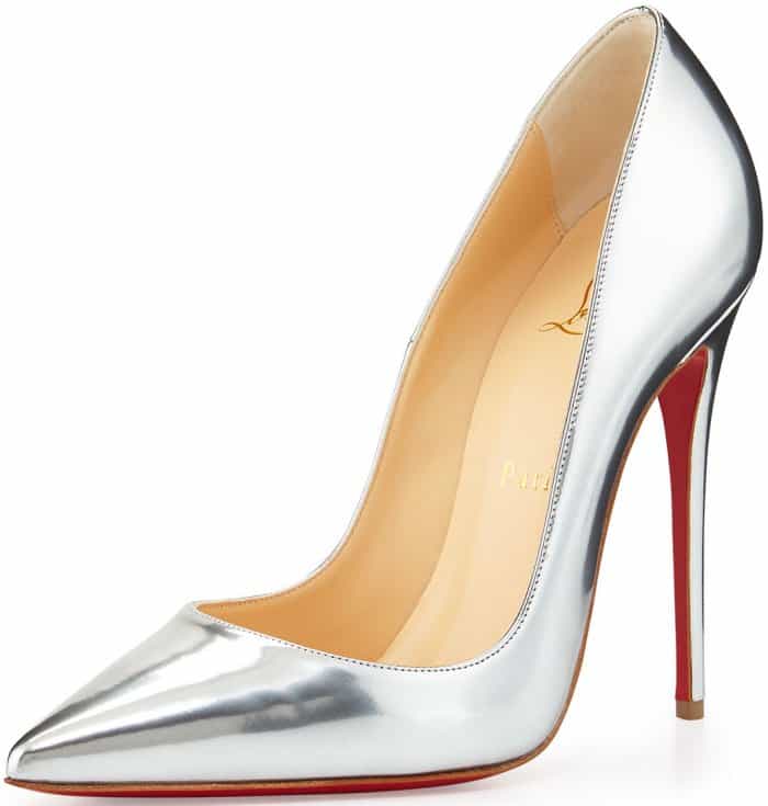 Christian Louboutin “So Kate” Pumps in Silver Metallic Leather