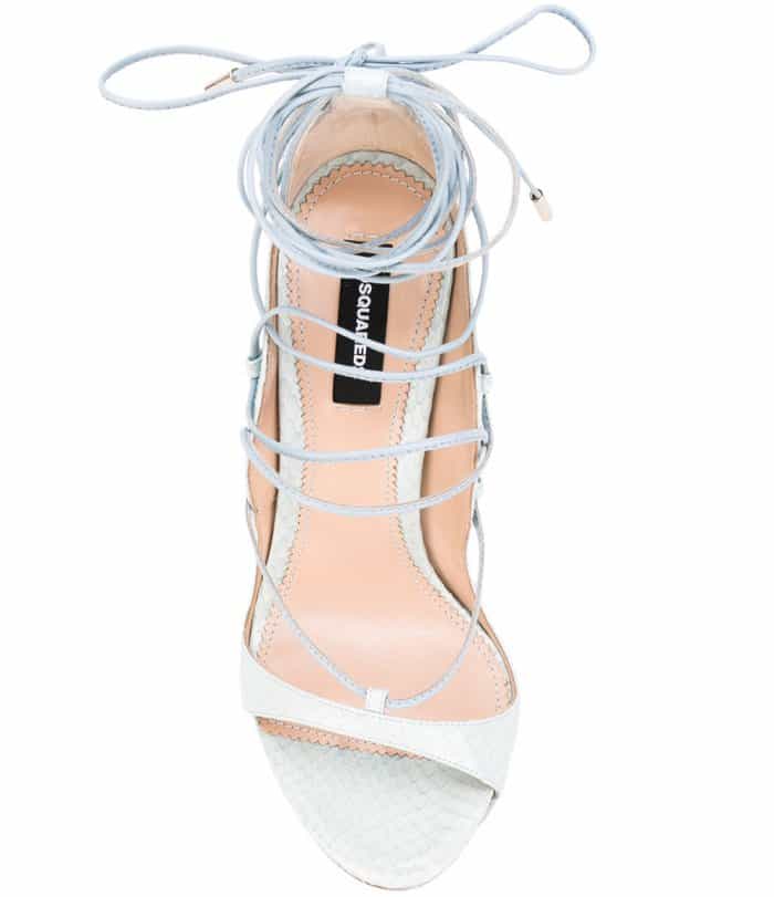 DSquared2 “Riri” Sandals in Light Blue Water Snake Skin