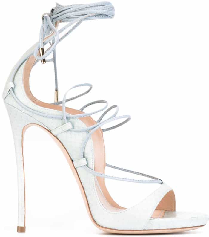 DSquared2 “Riri” Sandals in Light Blue Water Snake Skin