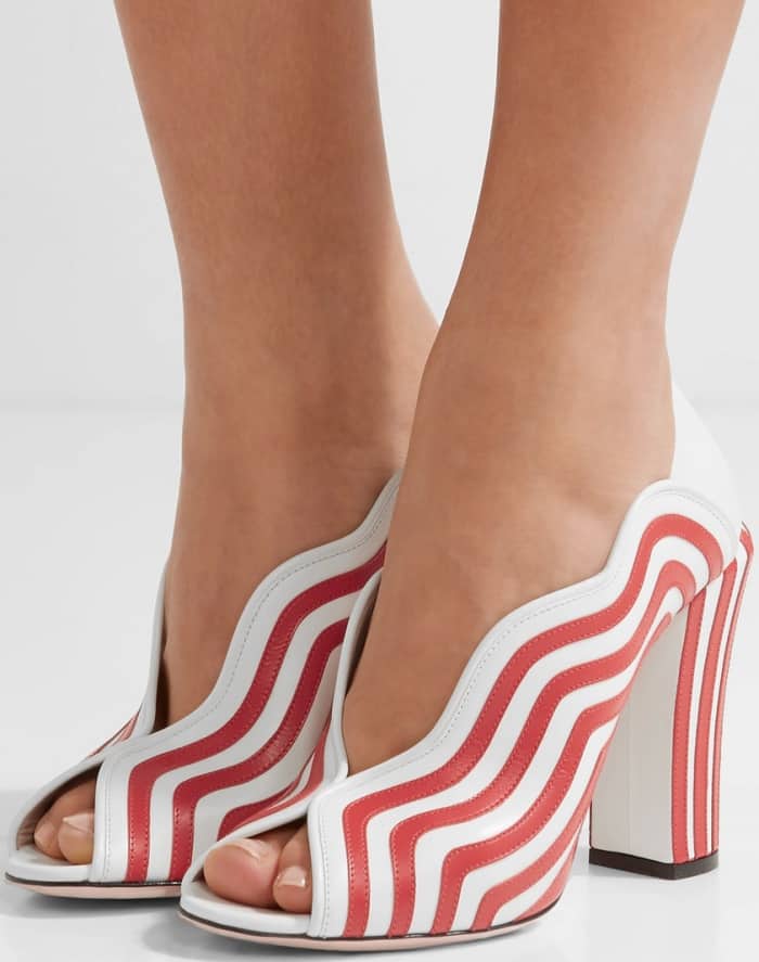 Fendi Striped Leather Pumps