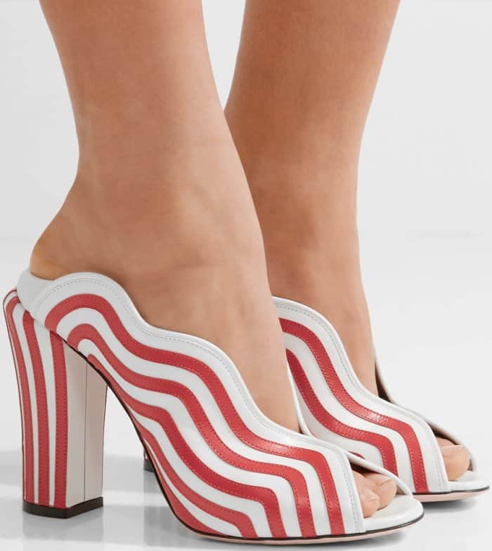 Fendi Striped Leather Pumps