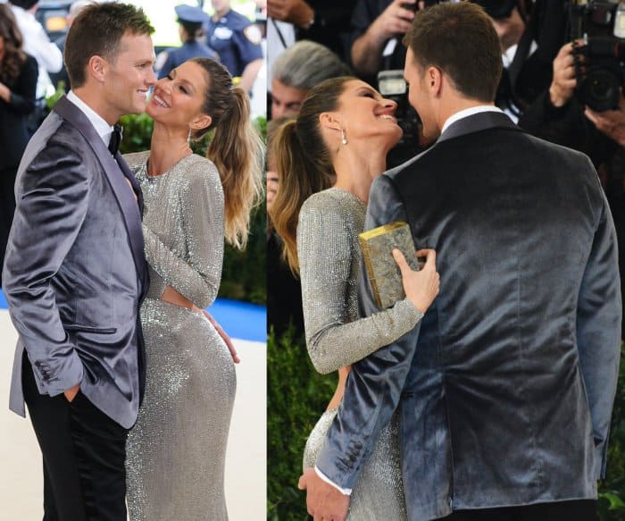 Gisele Bündchen and Tom Brady looking loved up at the 2017 Met Gala
