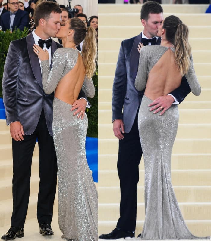 Gisele Bündchen and Tom Brady looking loved up at the 2017 Met Gala