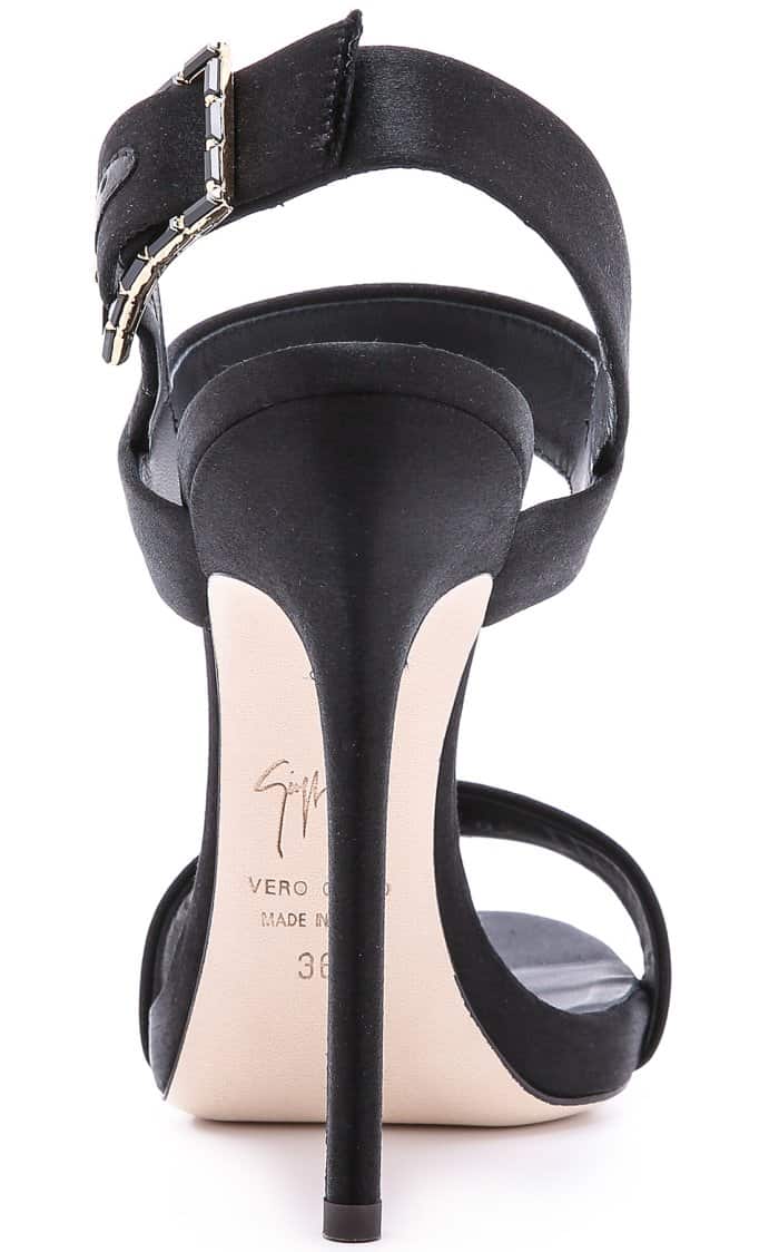 Giuseppe Zanotti Satin Sandals with Jeweled Buckle