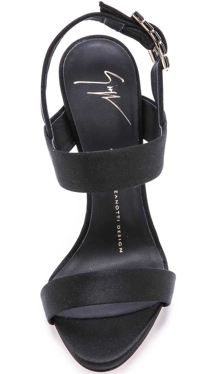 Giuseppe Zanotti Satin Sandals with Jeweled Buckle