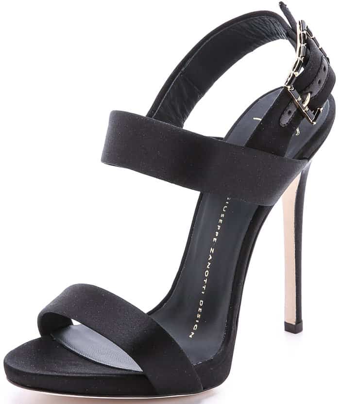 Giuseppe Zanotti Satin Sandals with Jeweled Buckle