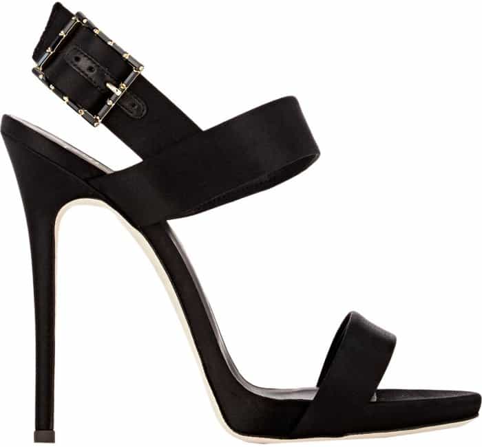 Giuseppe Zanotti Satin Sandals with Jeweled Buckle