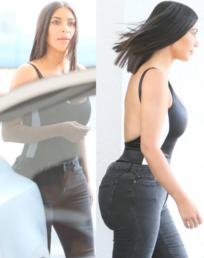 Kim Kardashian in sexy tight jeans outside Casa Vega restaurant