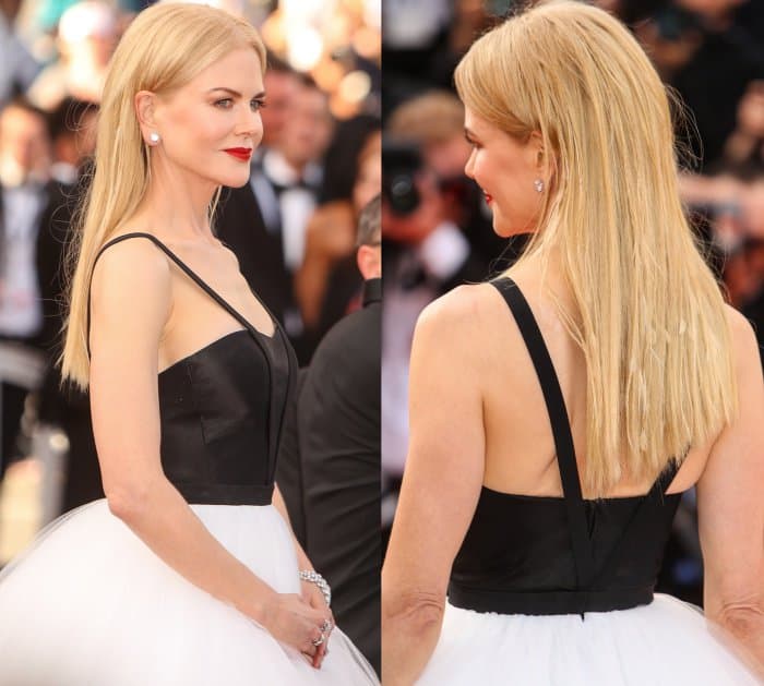 Nicole Kidman wearing a Calvin Klein By Appointment dress and black Calvin Klein 205W39NYC pumps at "The Killing of a Sacred Deer" premiere during the 70th annual Cannes Film Festival