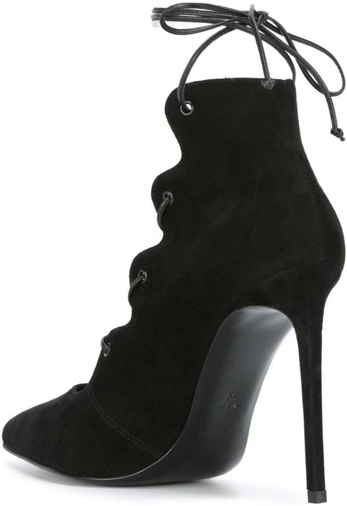 Saint Laurent “Paris” Lace-Up Pumps in Black Suede