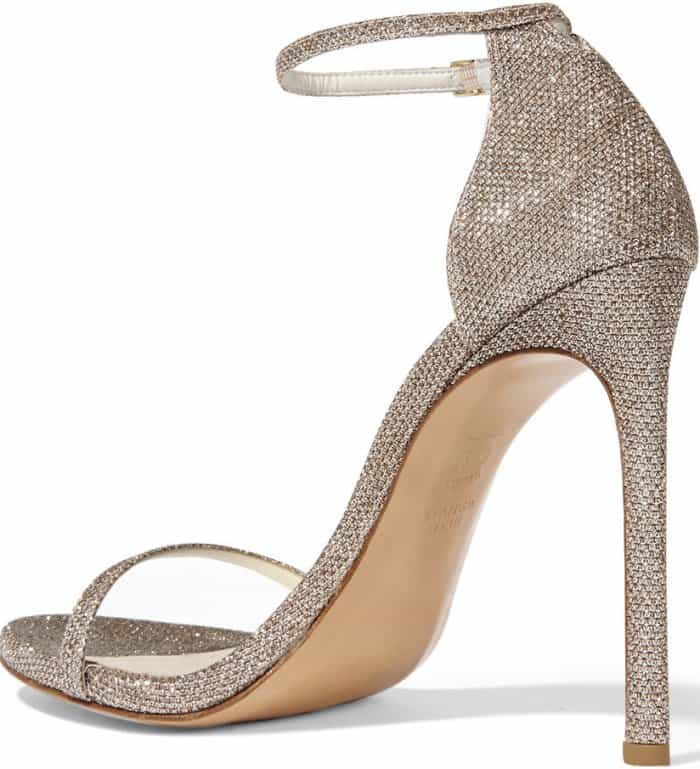 Stuart Weitzman “Nudist” Sandals in Champagne Mesh