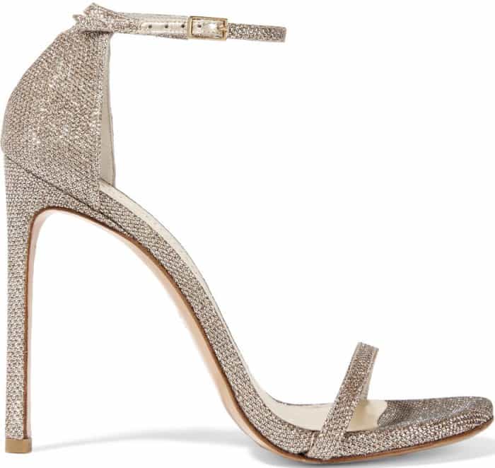 Stuart Weitzman “Nudist” Sandals in Champagne Mesh