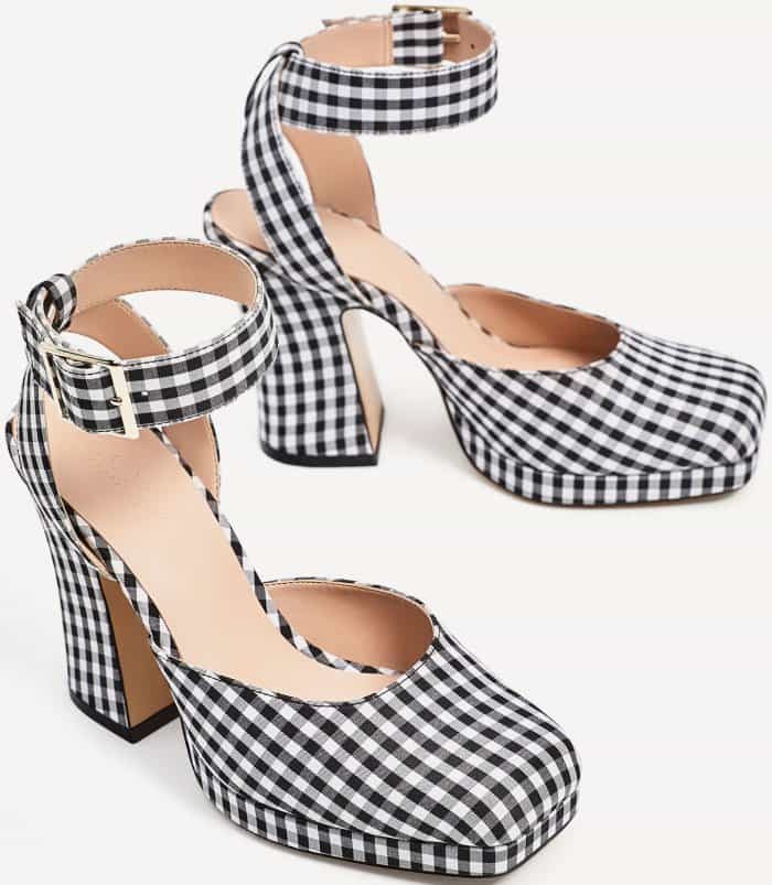 Zara Gingham High Heel Platform Shoes