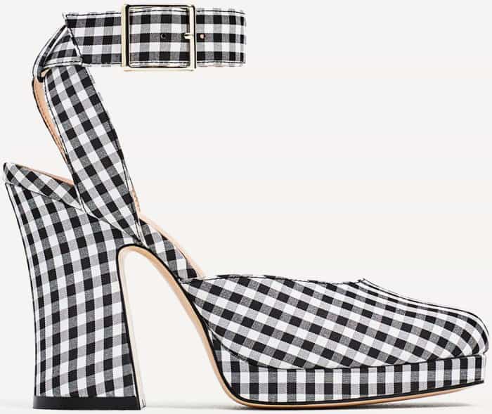 Zara Gingham High Heel Platform Shoes