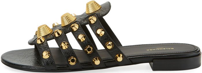 Balenciaga Studded Caged Flat Slide Sandal