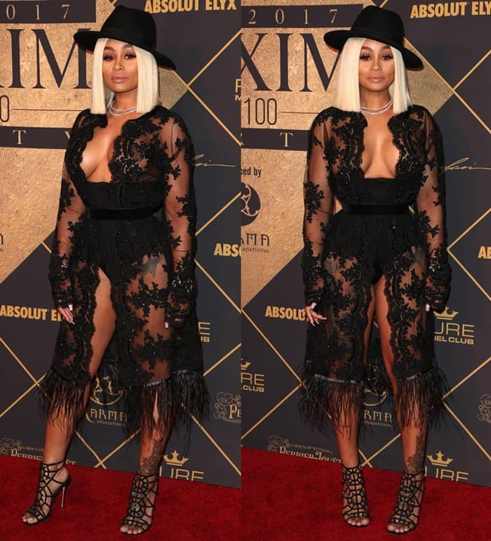 Blac Chyna wore a striking lace ensemble at The 2017 MAXIM Hot 100 Party in Hollywood.