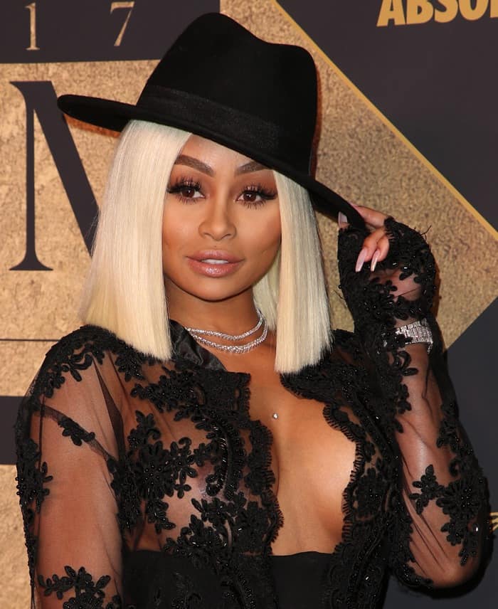 Blac Chyna was noticeably wearing a diamond stud on her dermal anchor piercing.