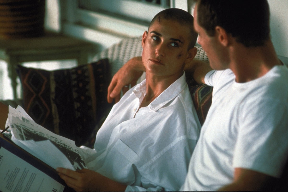 Demi Moore as Lieutenant Jordan O'Neil in the 1997 American war drama film G.I. Jane