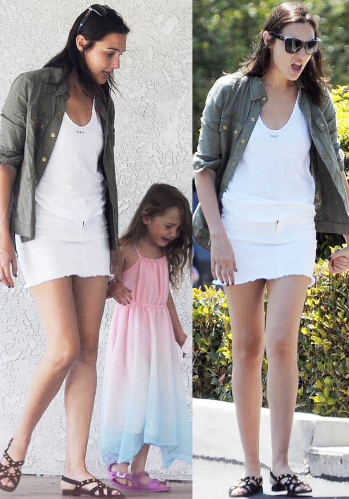 Gal was spotted comforting her distressed 5-year-old daughter, Alma